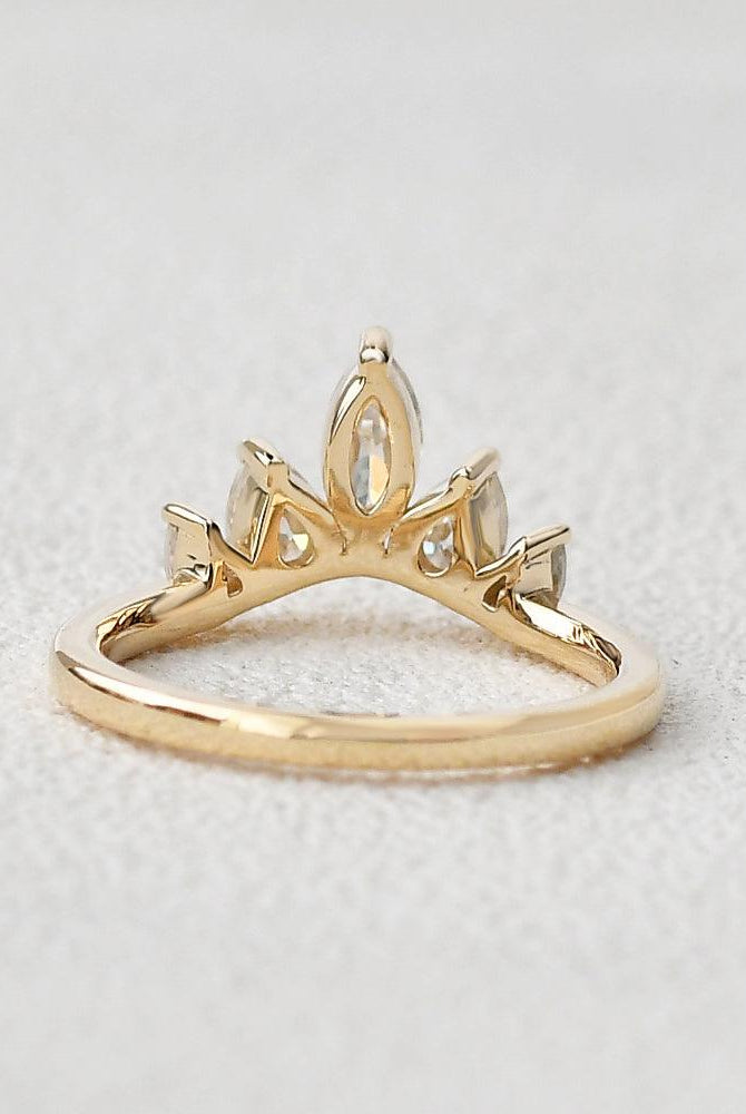 marquise-and-pear-cut-cluster-moissanite-wedding-band