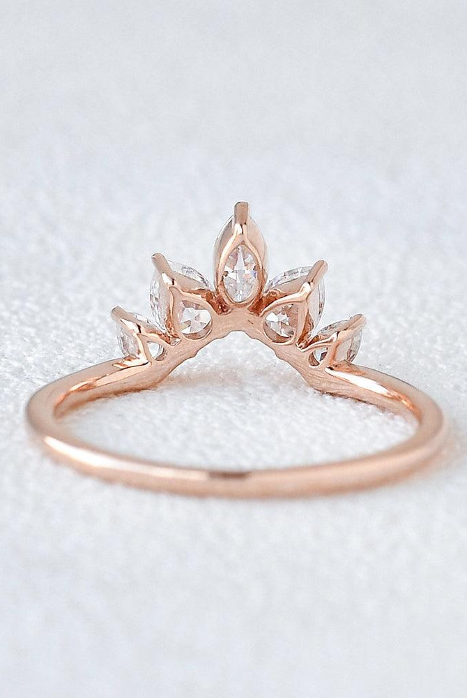 marquise-and-pear-cut-cluster-moissanite-wedding-band