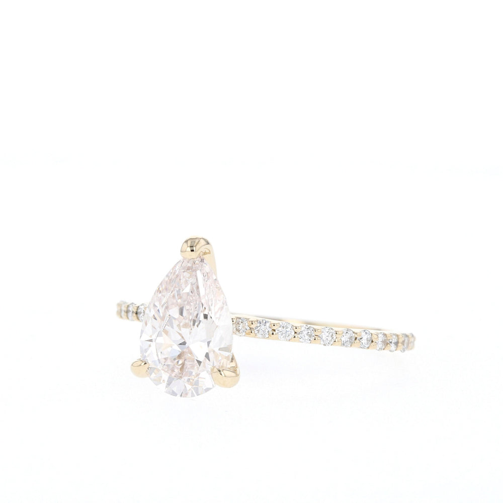 1.25CT Pear Pave Moissanite Diamond Engagement Ring