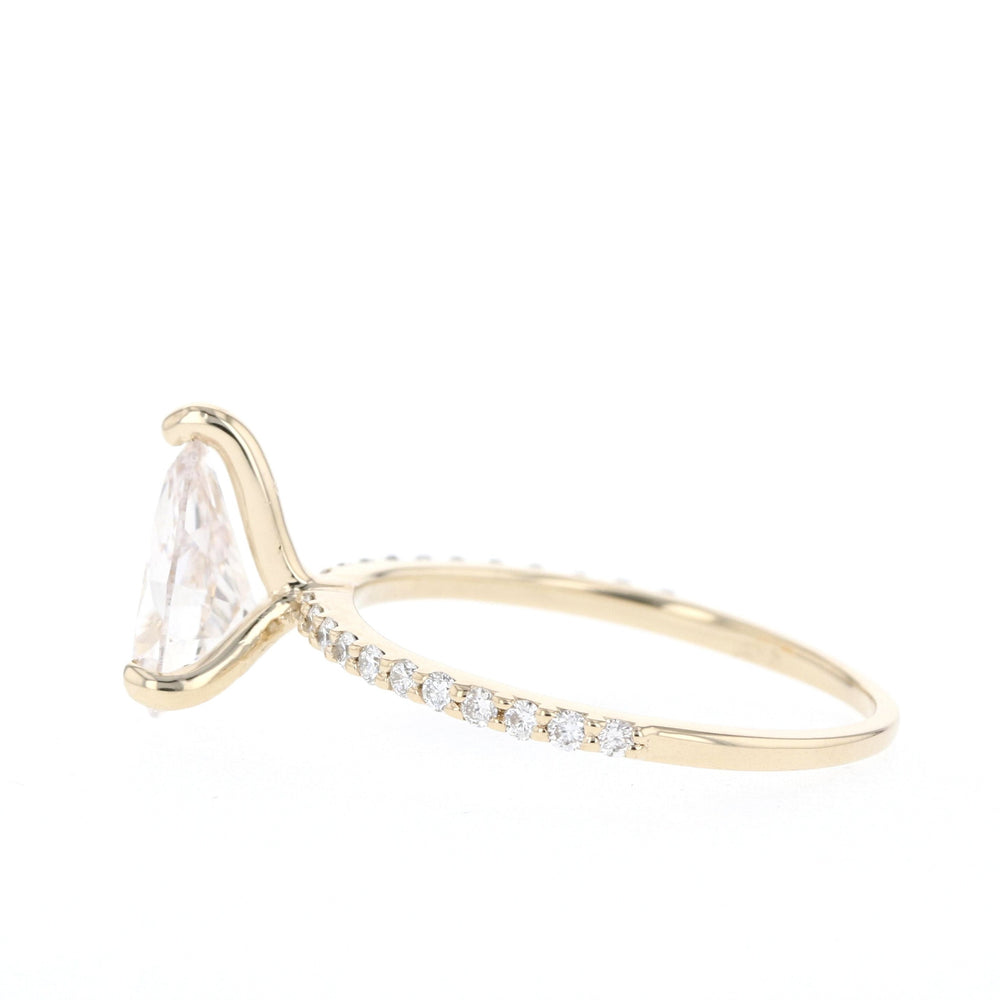 1.25CT Pear Pave Moissanite Diamond Engagement Ring