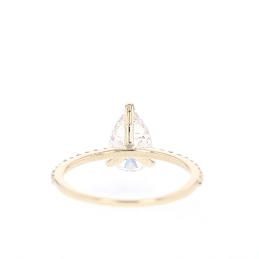 1.25CT Pear Pave Moissanite Diamond Engagement Ring