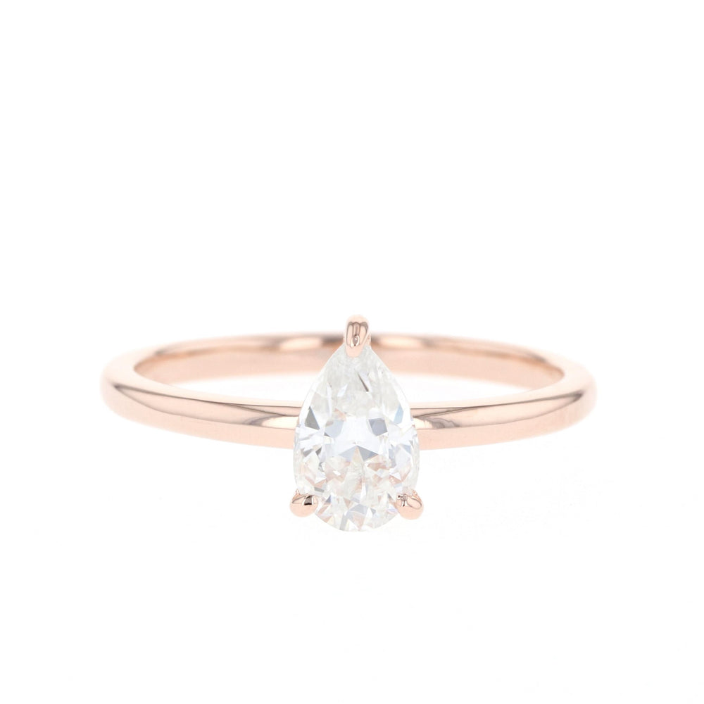 0.80CT Pear Solitaire Moissanite Diamond Engagement Ring In Solid Gold