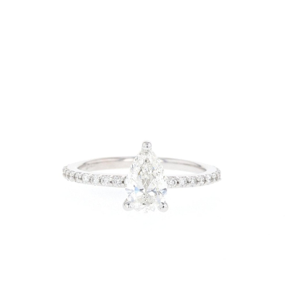 1.25CT Pear Pave Moissanite Diamond Engagement Ring