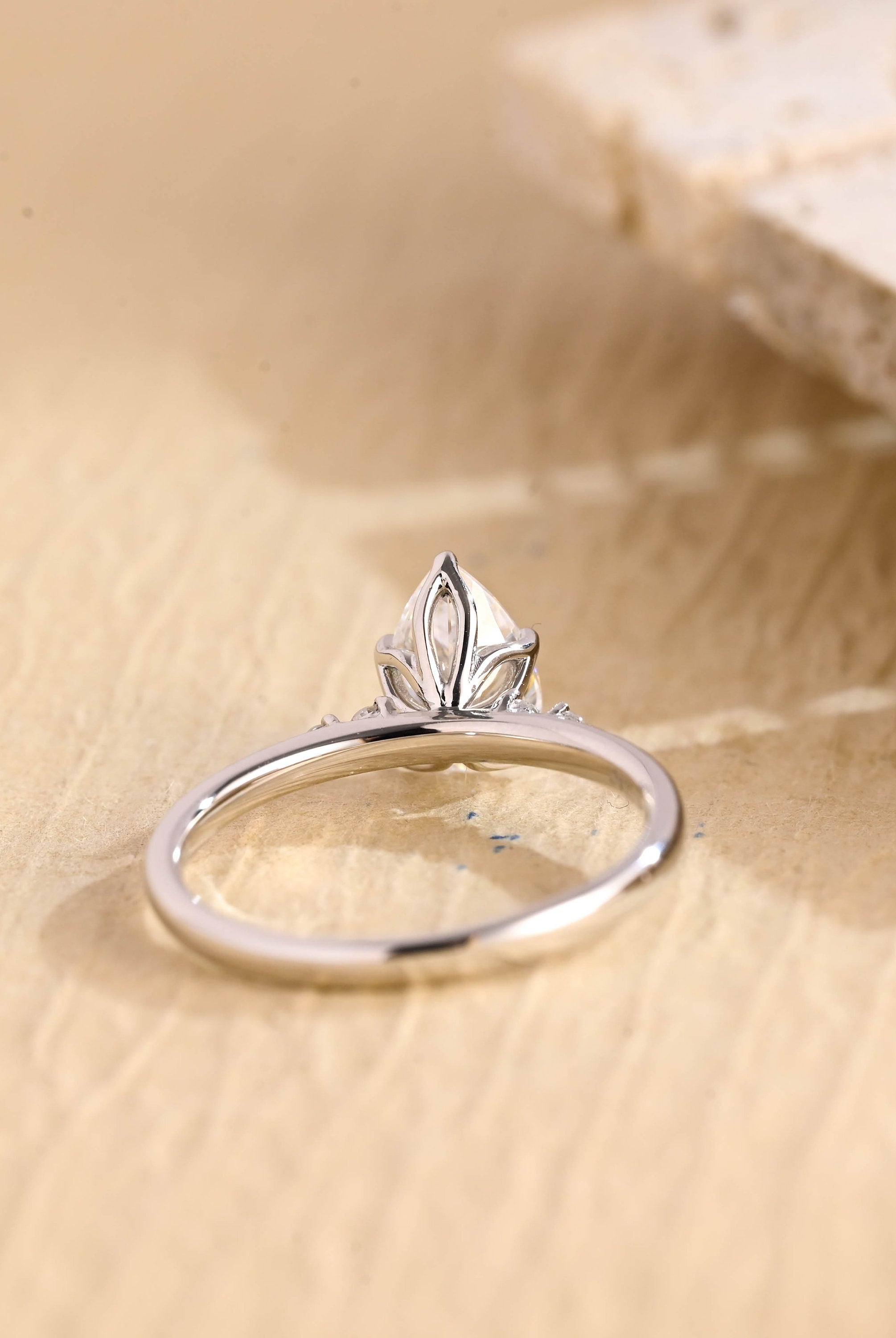 premium pear five stone diamond alternative ring
