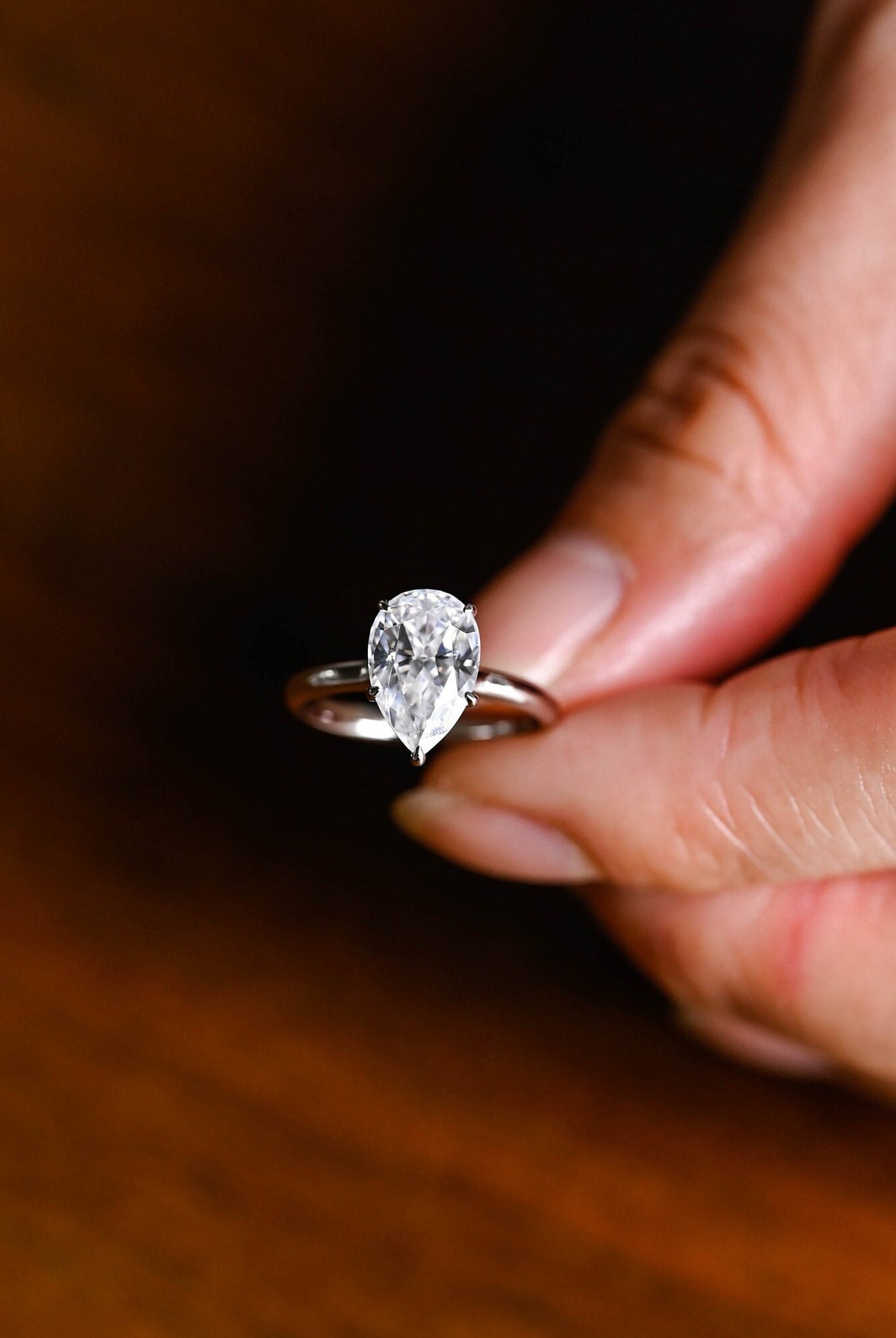 US bridal pear hidden halo engagement ring