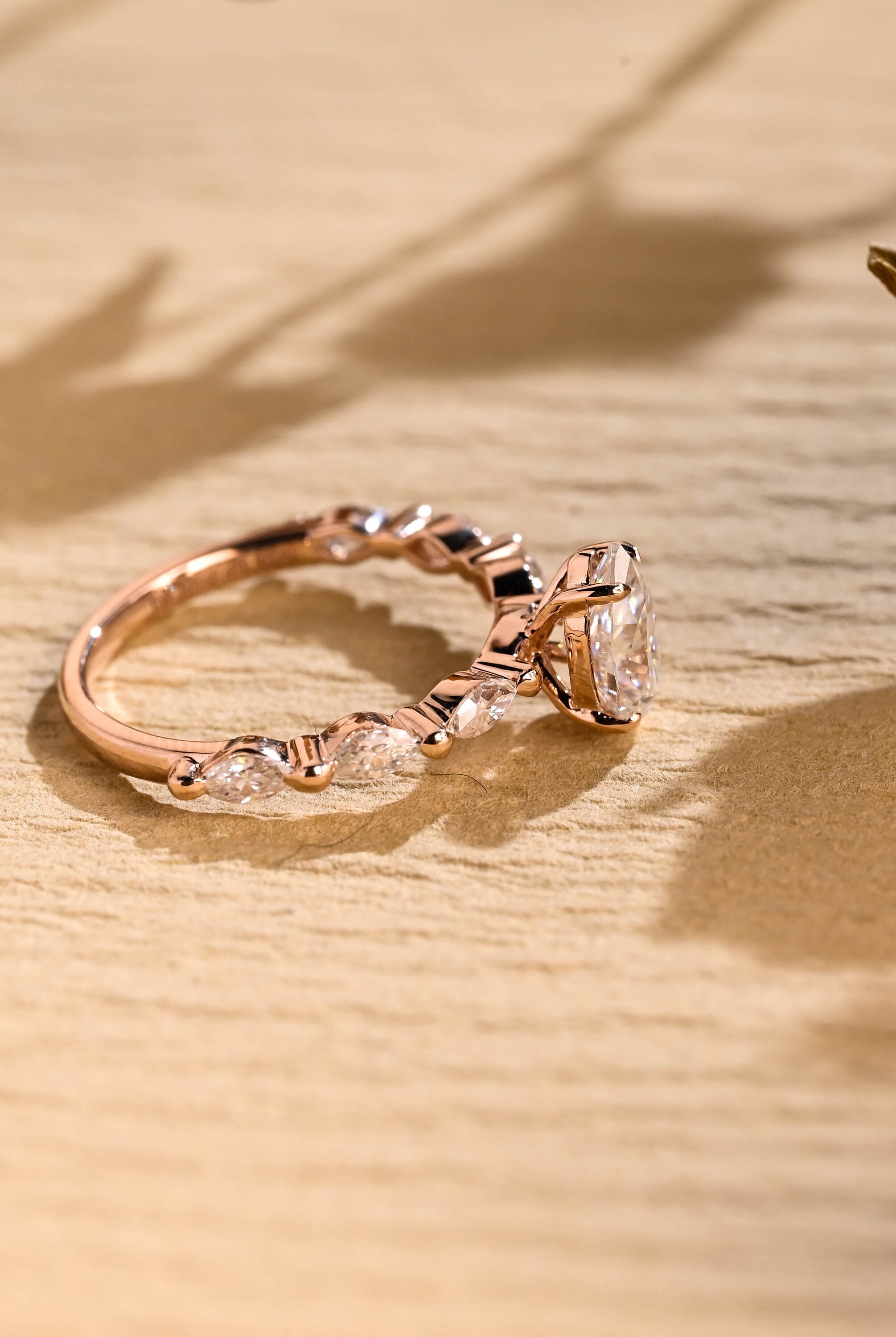 pear cut pavé lab grown engagement ring USA
