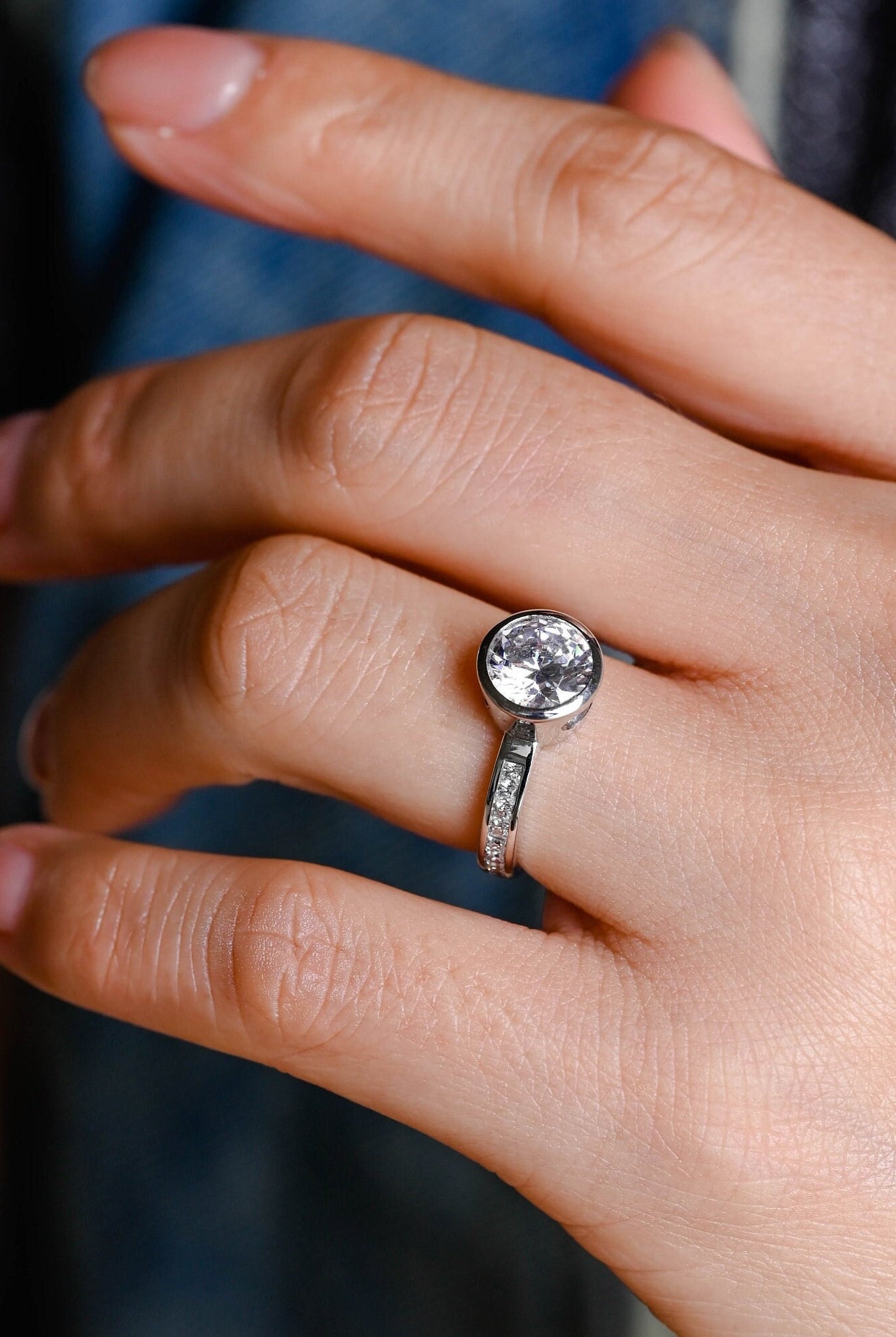 Custom Round Moissanite Engagement Ring