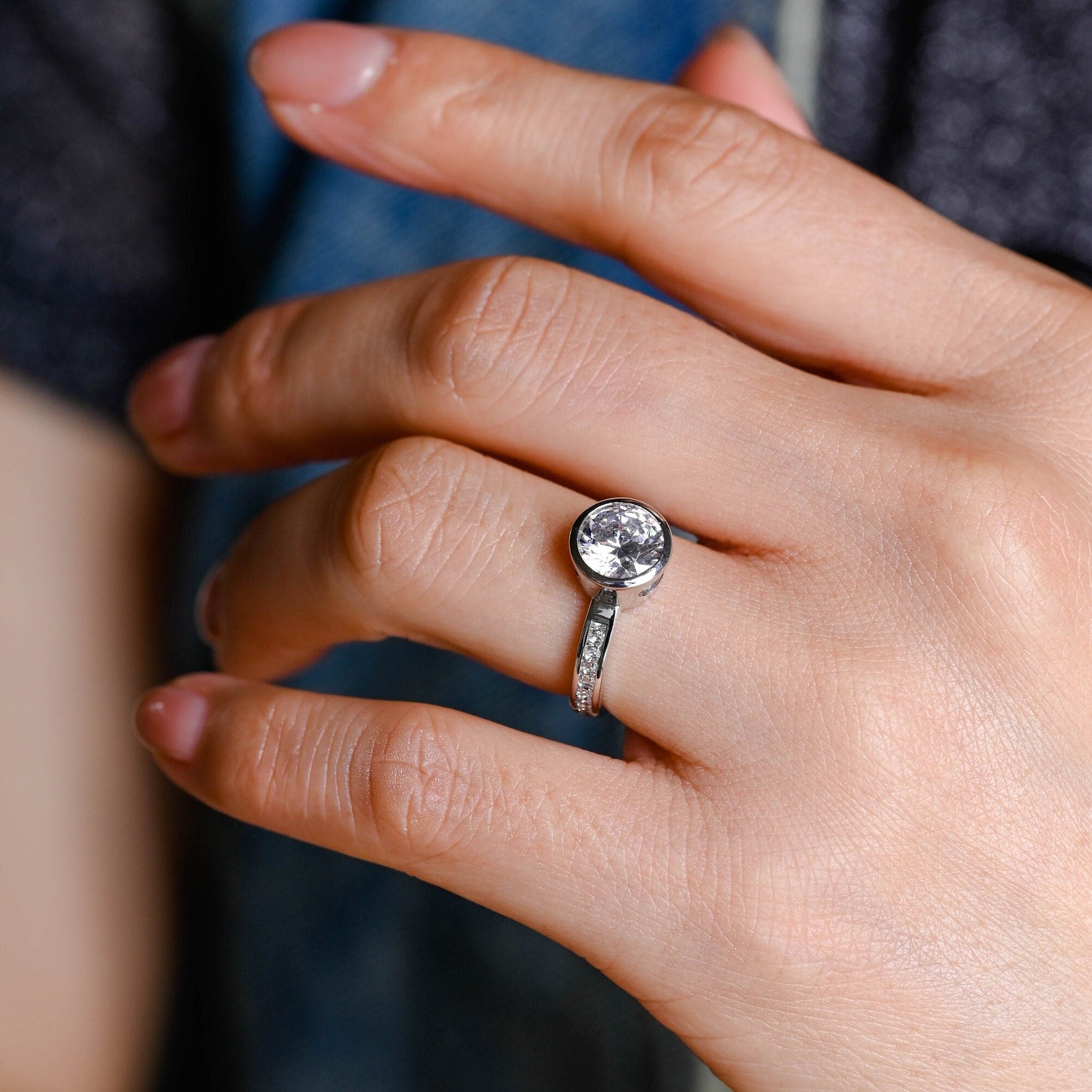 Custom Round Moissanite Engagement Ring