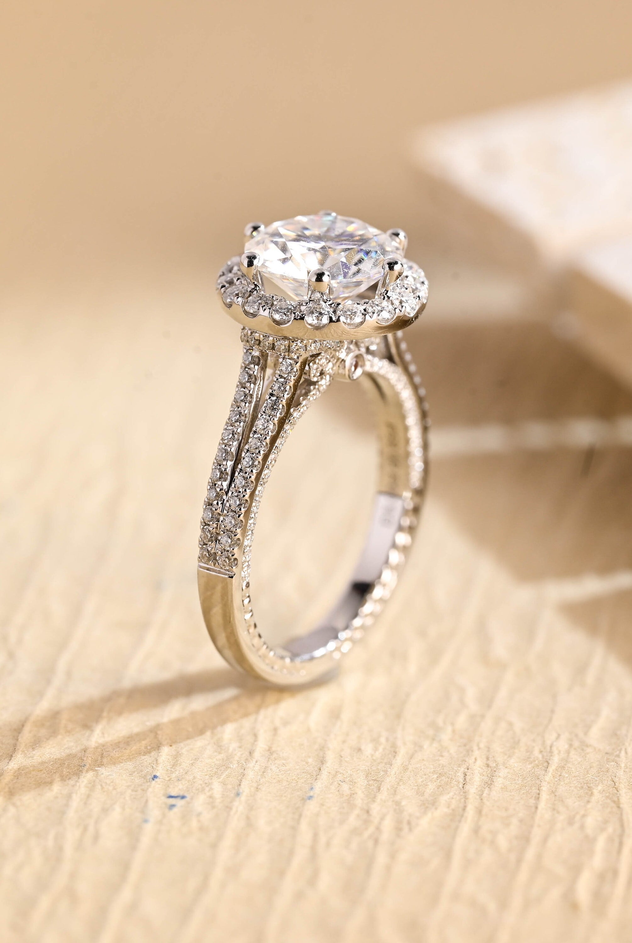 Custom Round Moissanite Engagement Ring