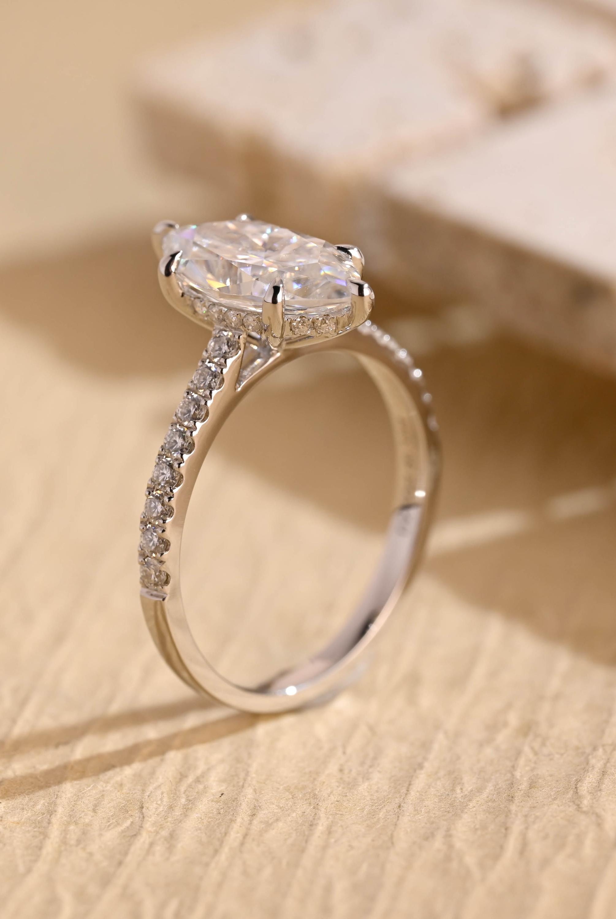 White Gold Marquise Moissanite Ring