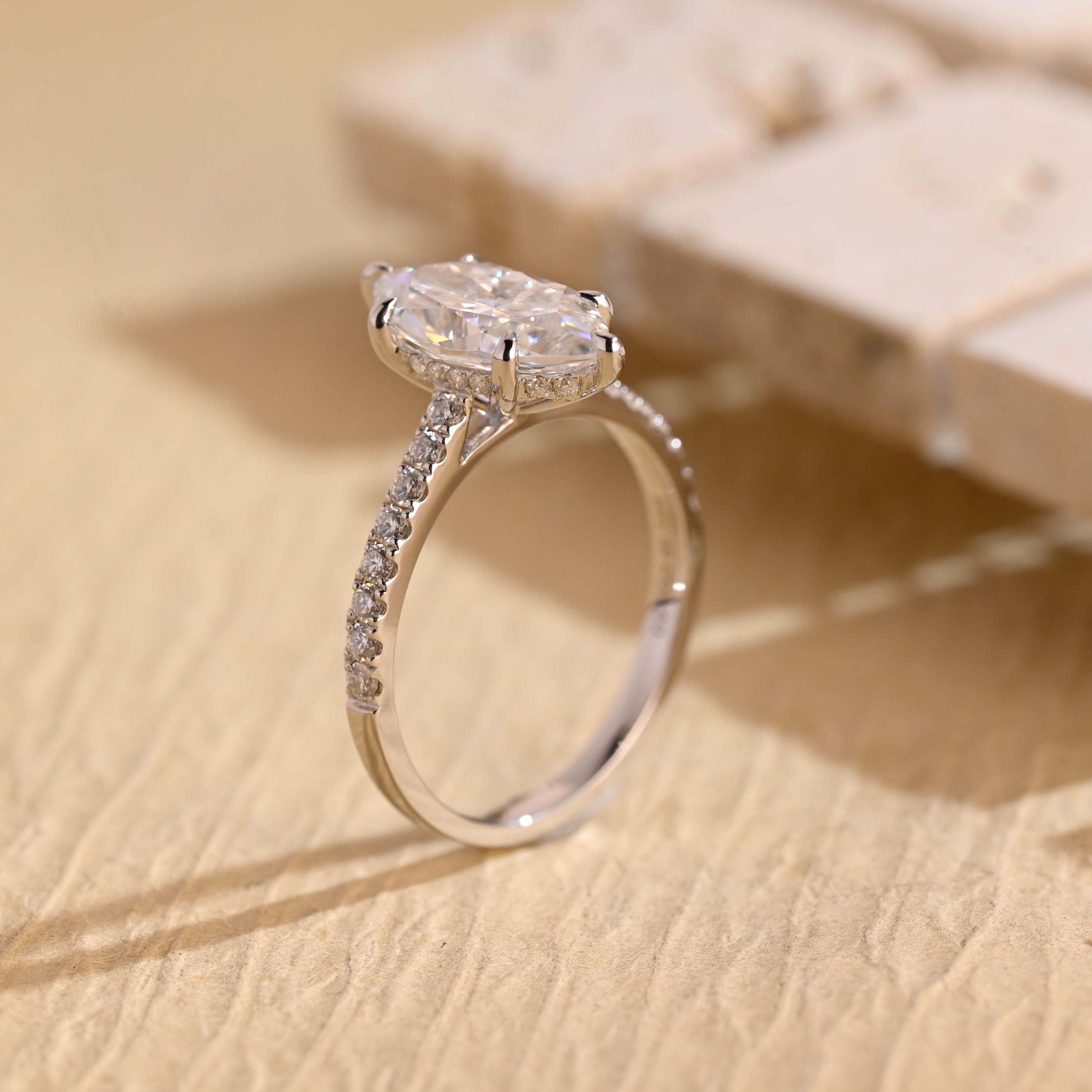 White Gold Marquise Moissanite Ring