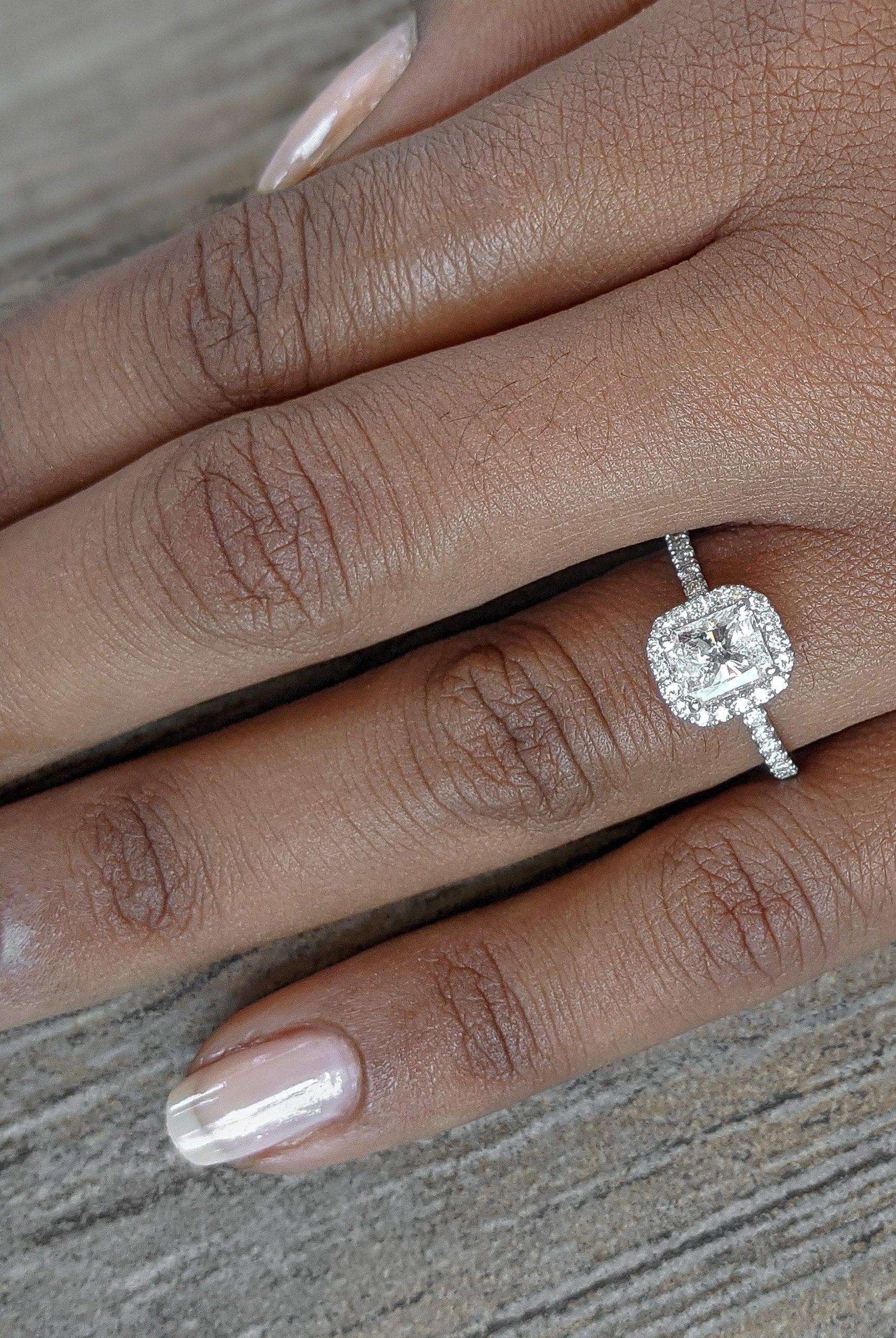 1.02CT Radiant Halo Moissanite Diamond Pave Engagement Ring For Women