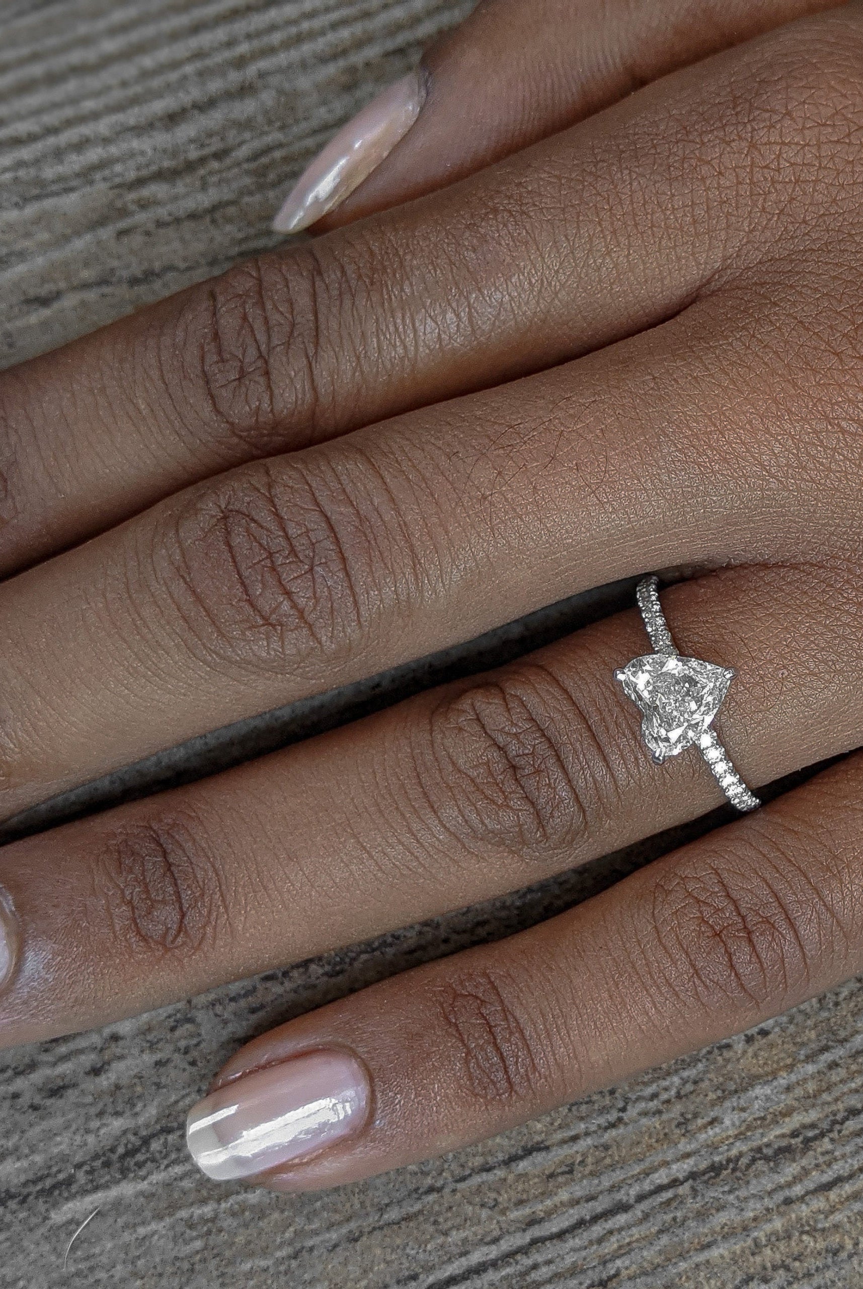 1.09CT Heart Pave Moissanite Diamond Three Prong Engagement Ring