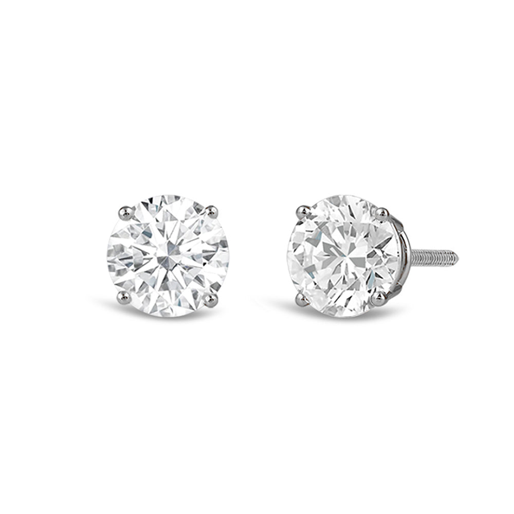 2.0CT Round Cut Moissanite Diamond Stud Earrings for Women