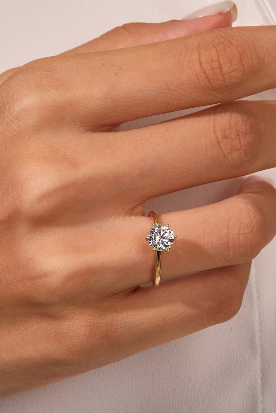 Round Cut Diamond Six Prong Moissanite Engagement Ring For Women