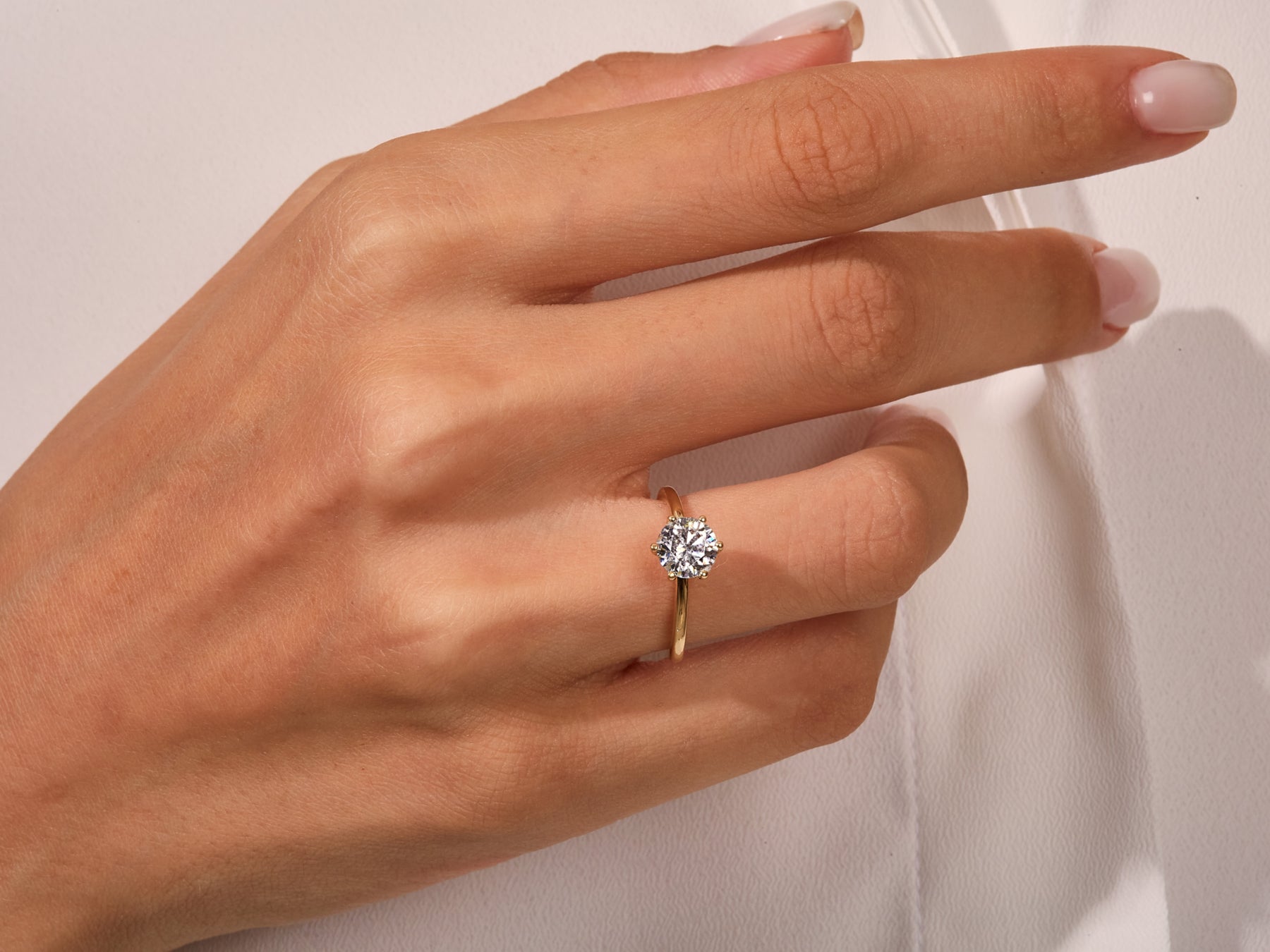 Round Cut Diamond Six Prong Moissanite Engagement Ring For Women