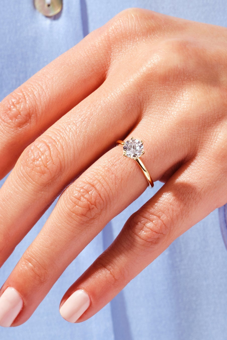 Round Cut Diamond Six Prong Moissanite Engagement Ring For Women