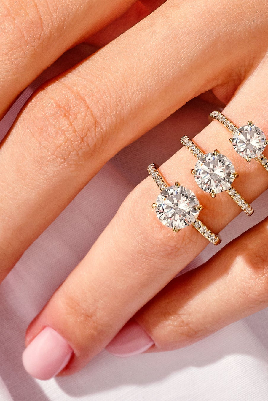 Round Cut Diamond Pave Moissanite Engagement Ring For Women