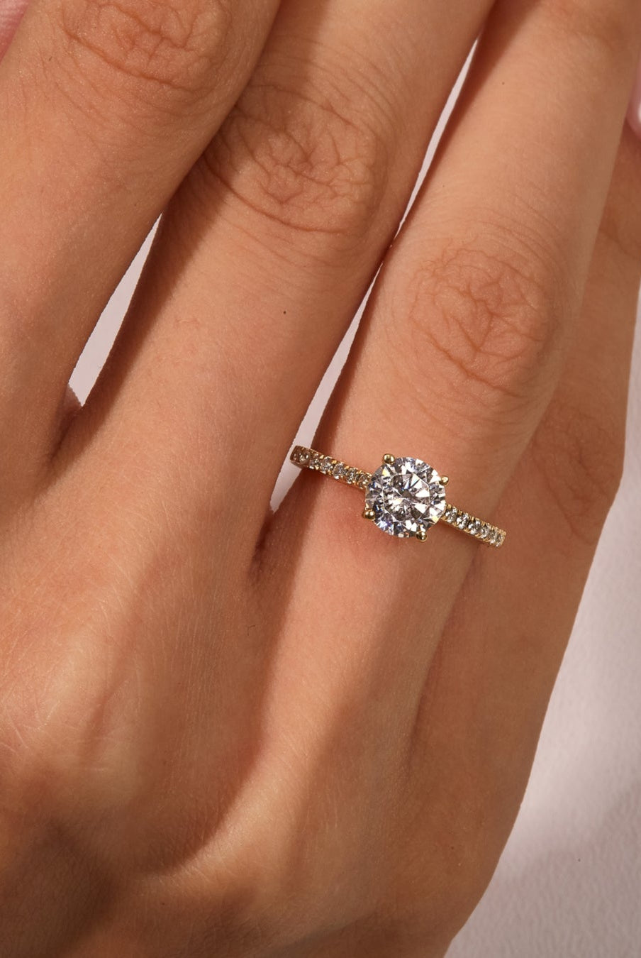 Round Cut Diamond Pave Moissanite Engagement Ring For Women