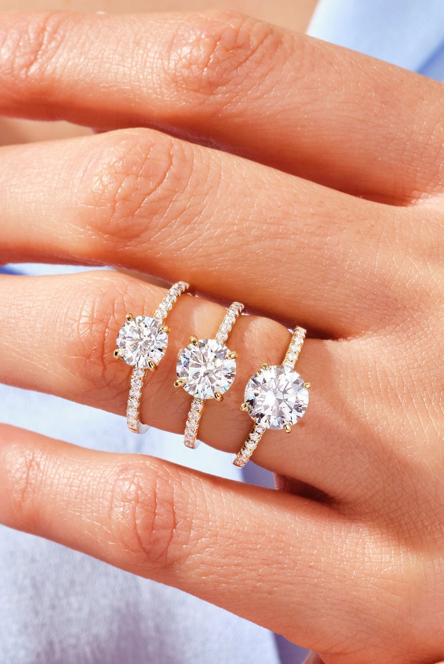 Round Cut Diamond Pave Moissanite Engagement Ring For Women