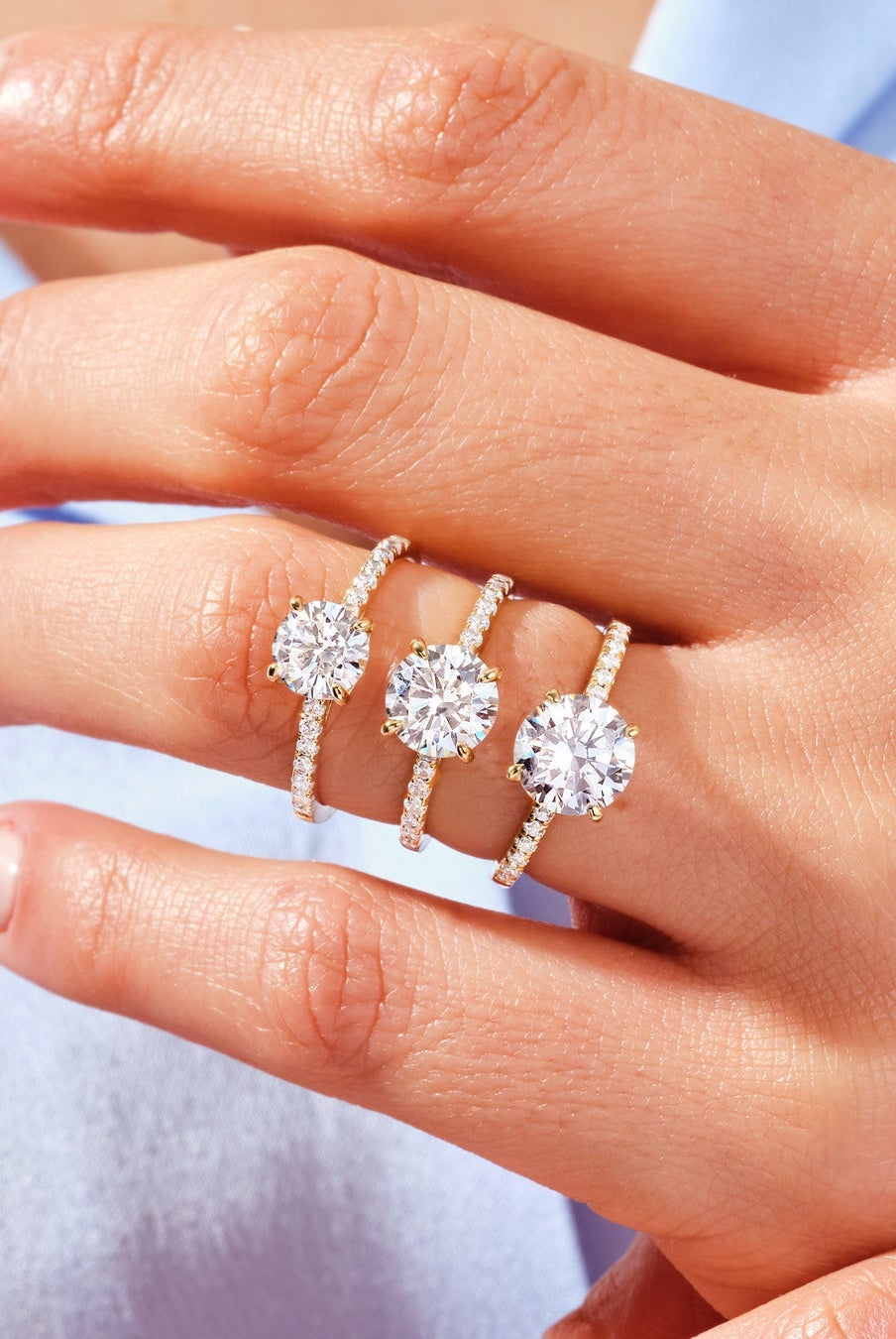 Round Cut Moissanite Pave Diamond Engagement Ring For Women