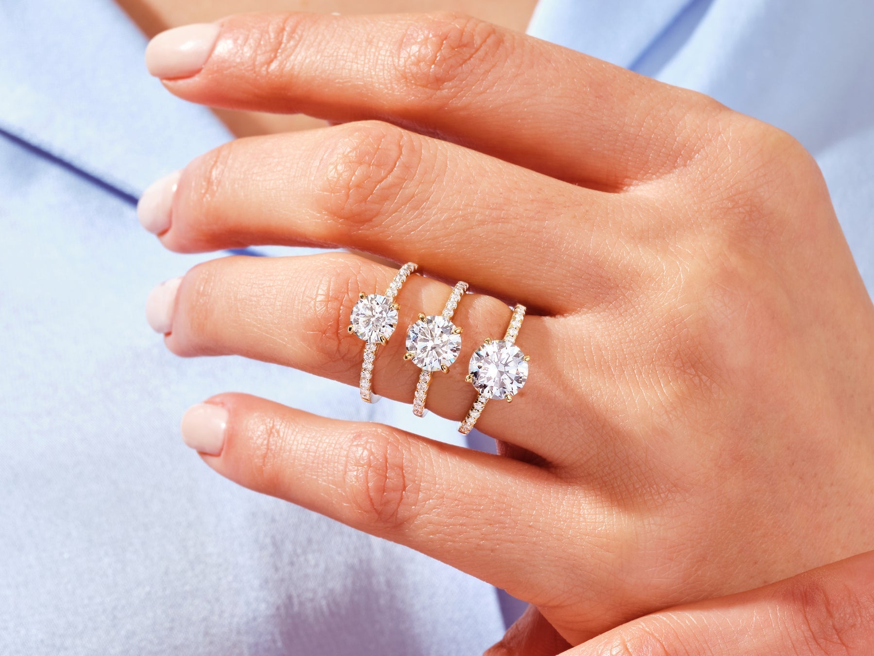 Round Cut Moissanite Pave Diamond Engagement Ring For Women