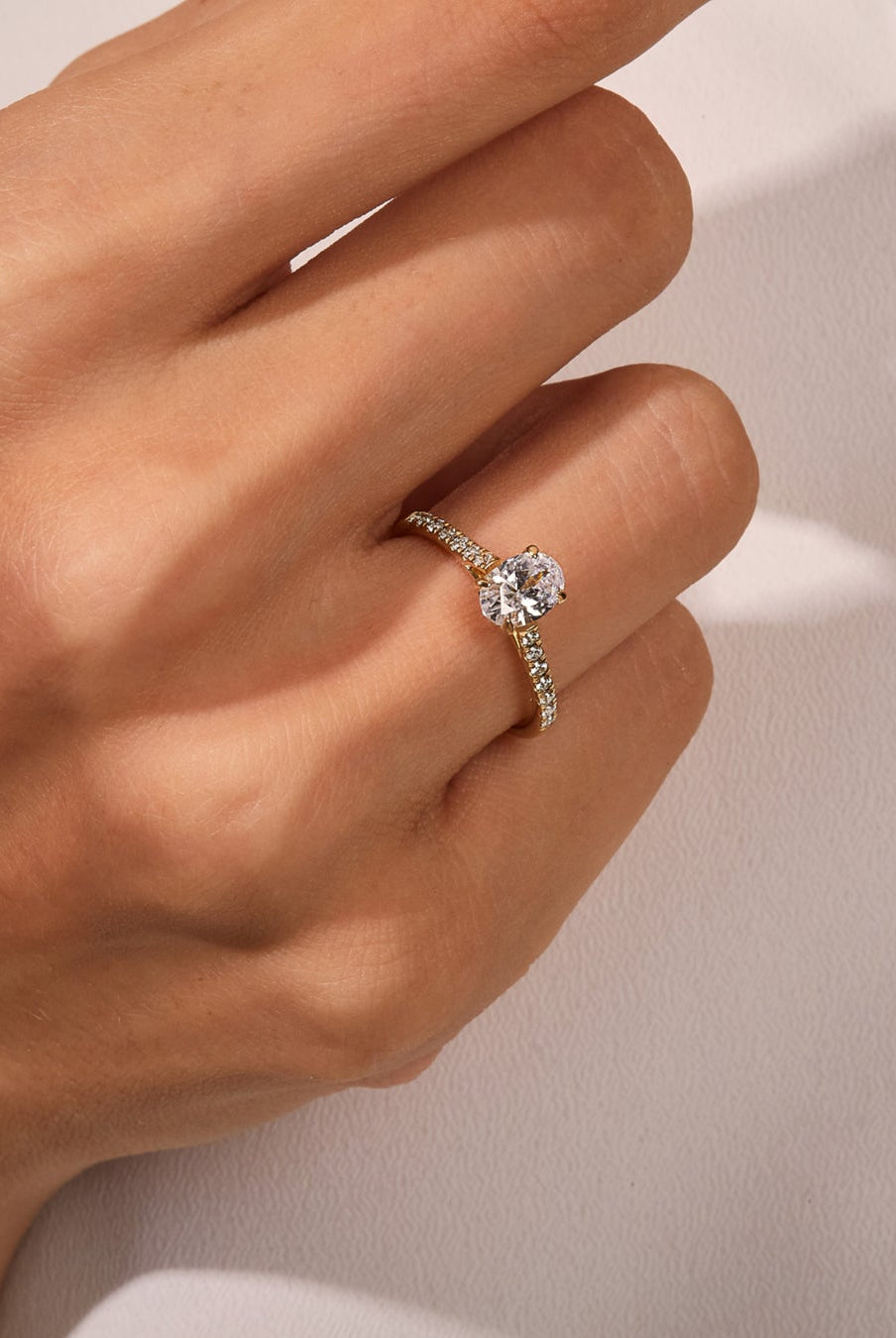 Oval Cut Diamond Moissanite Pave Engagement Ring For Women