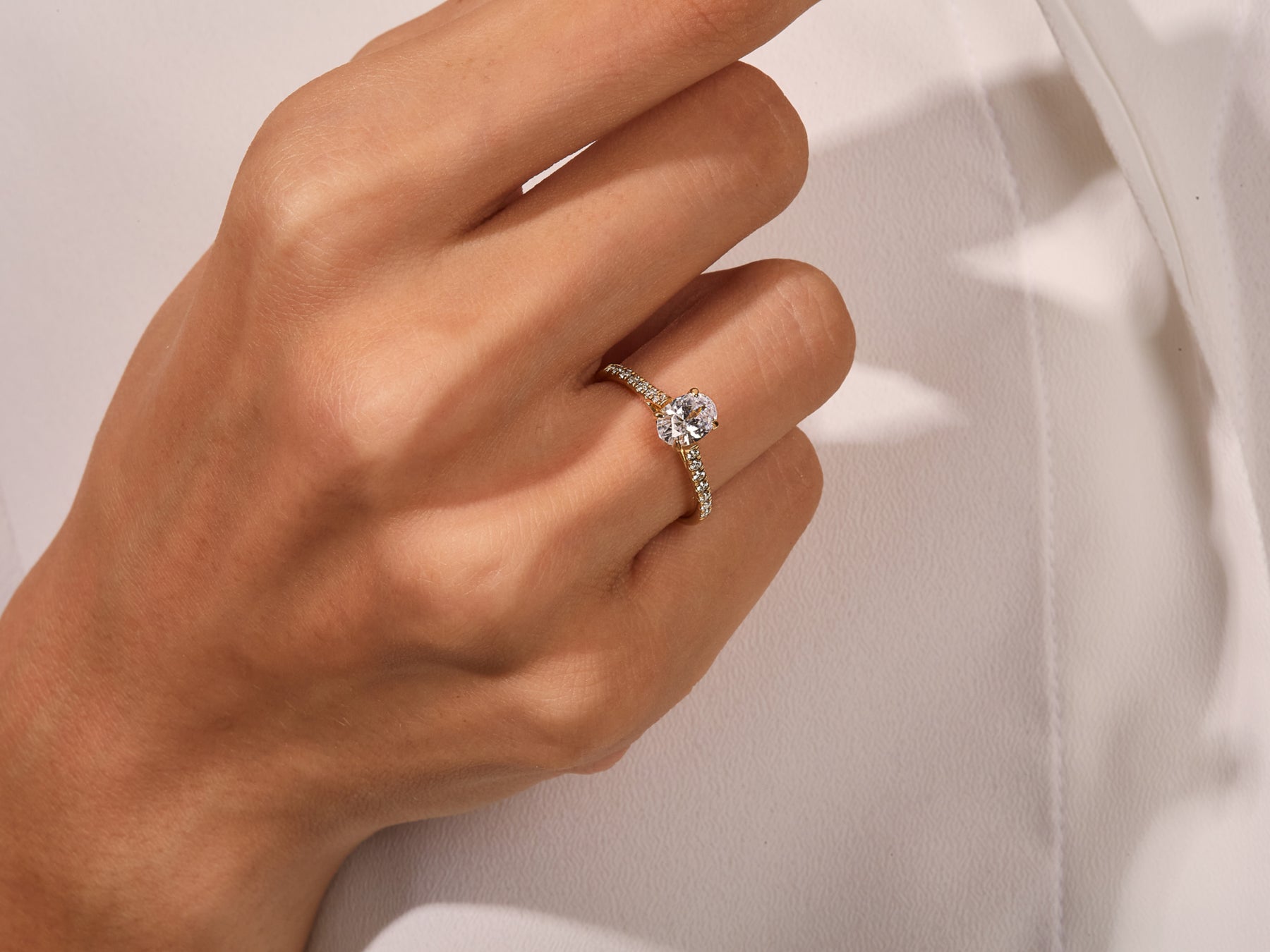 Oval Cut Diamond Moissanite Pave Engagement Ring For Women