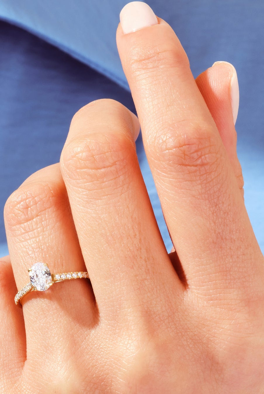 Oval Cut Diamond Moissanite Pave Engagement Ring For Women
