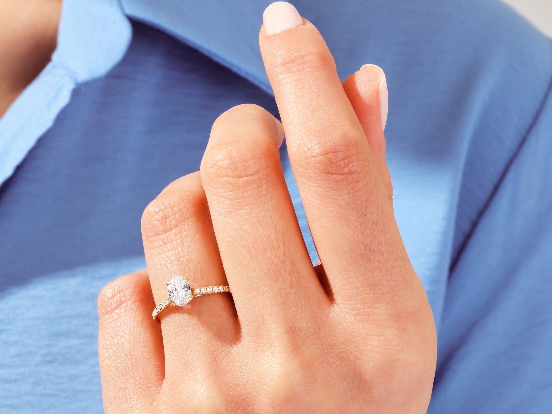 Oval Cut Diamond Moissanite Pave Engagement Ring For Women