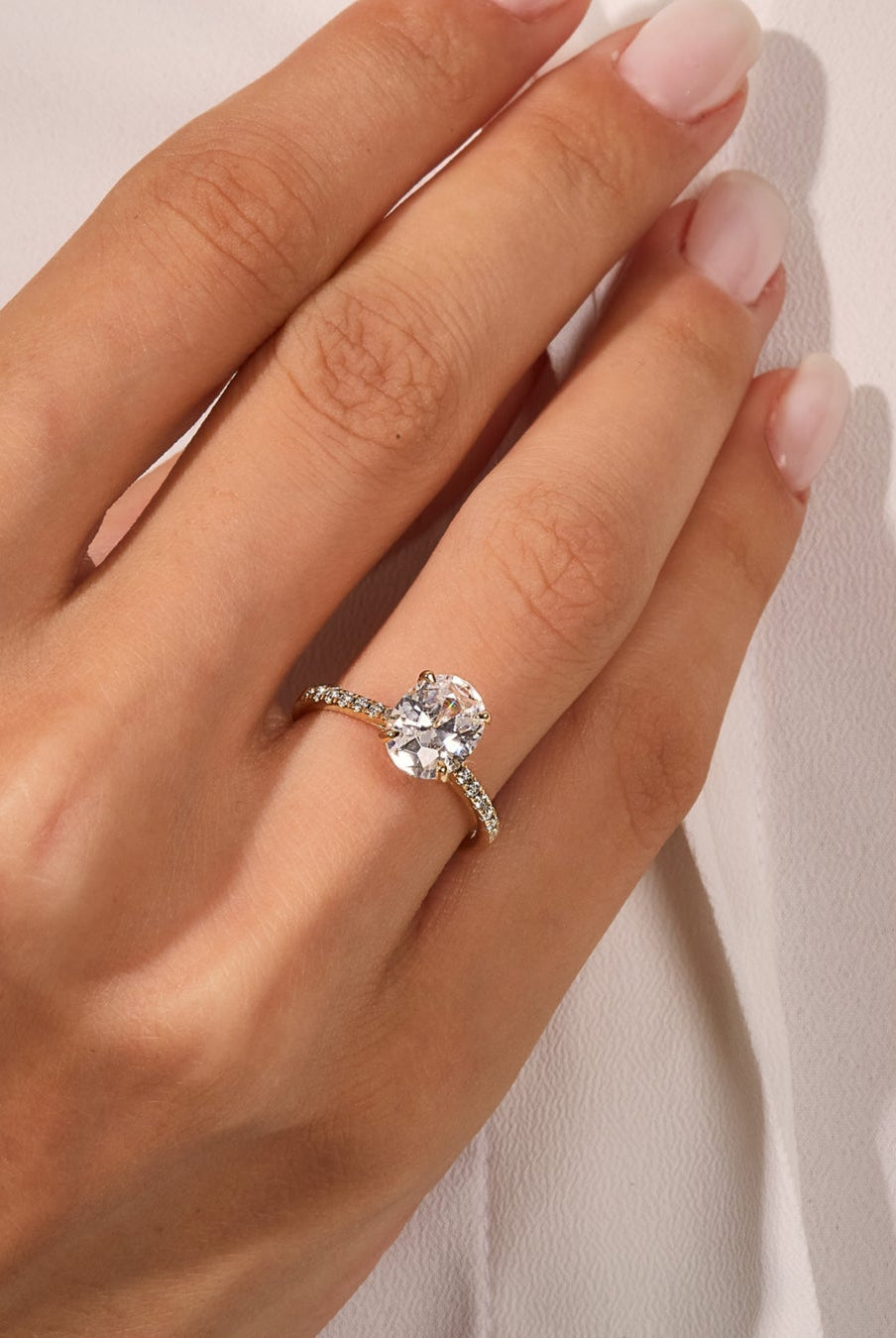 Oval Cut Moissanite Diamond Pave Engagement Ring For Women