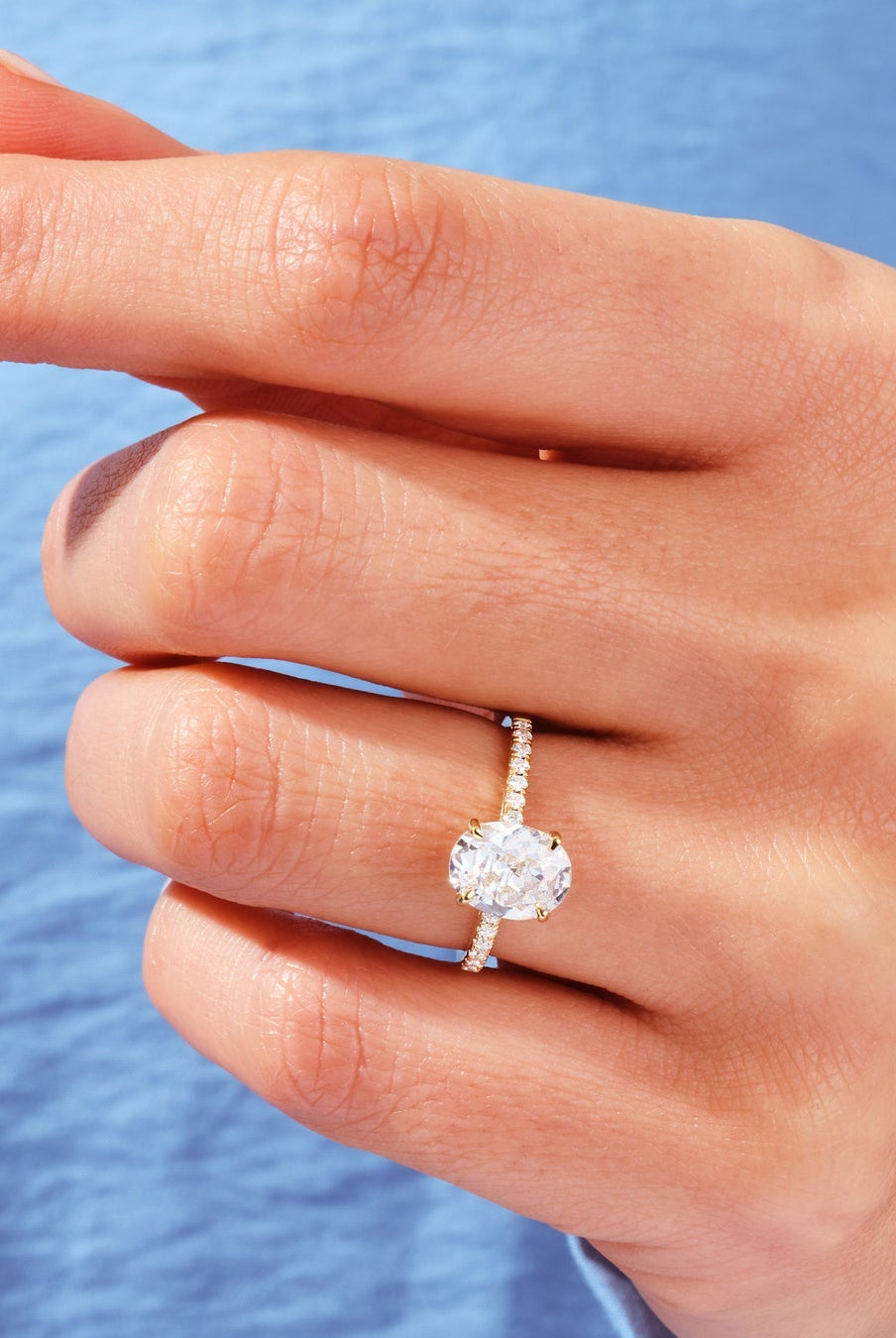 Oval Cut Moissanite Diamond Pave Engagement Ring For Women
