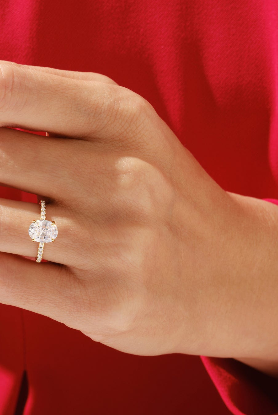 Oval Cut Moissanite Diamond Pave Engagement Ring For Women