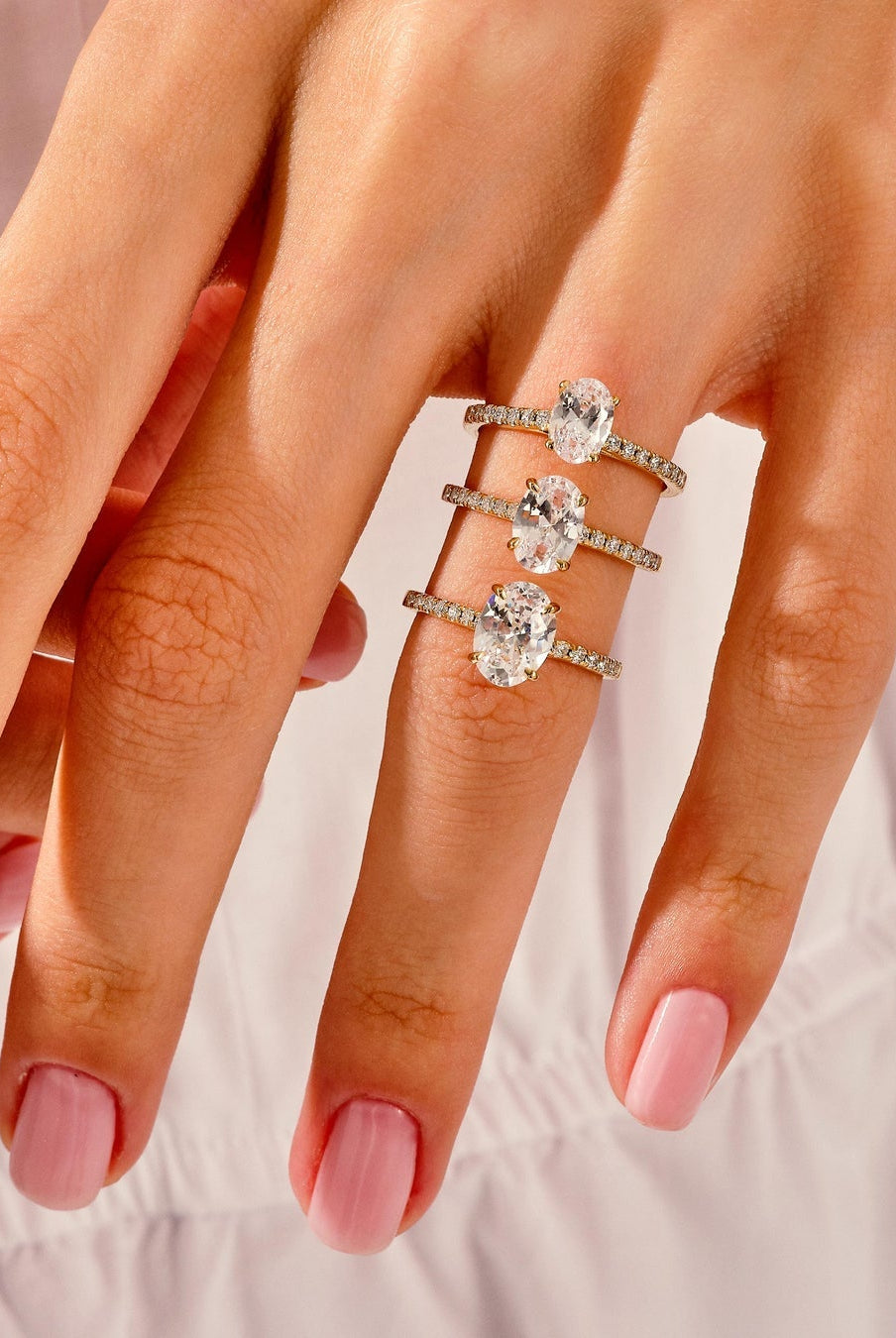 Oval Cut Moissanite Diamond Pave Engagement Ring For Women