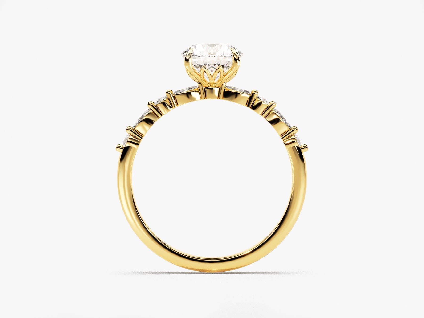 Round Cut Diamond Petite Pave Moissanite Engagement Ring For Women