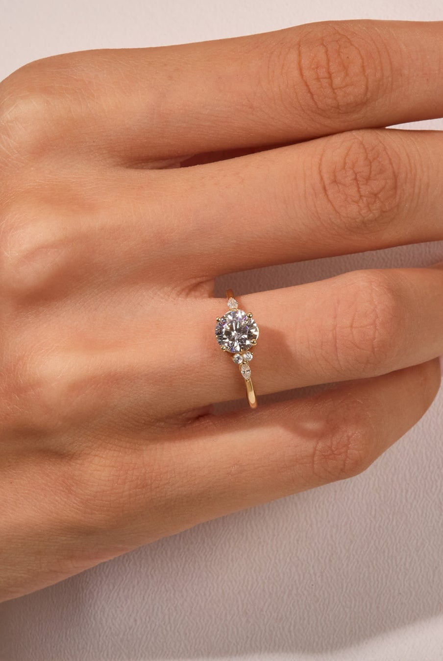 Round Cut Moissanite Cluster Diamond Engagement Ring For Her