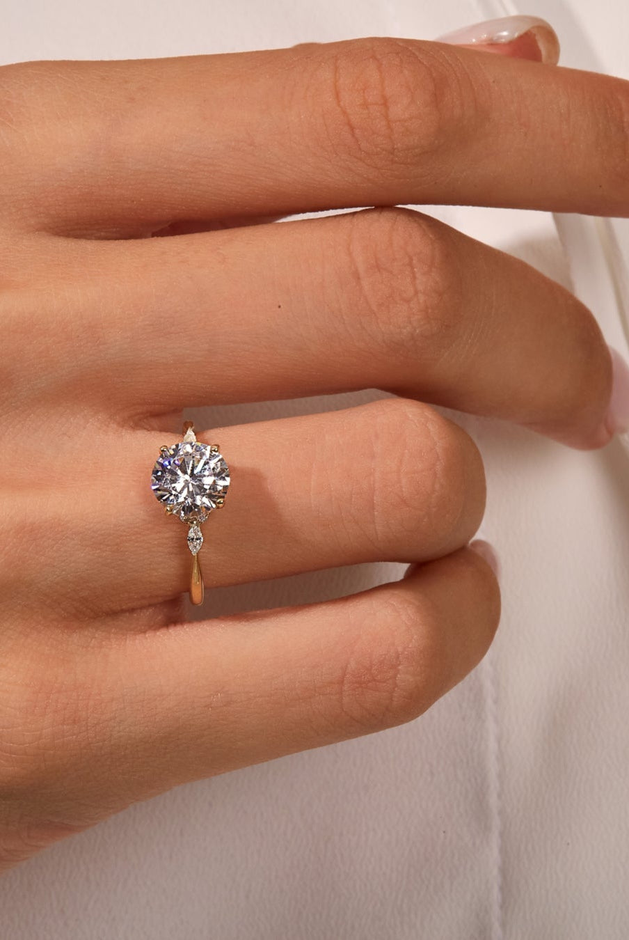 Round Cut Diamond Cluster Moissanite Engagement Ring