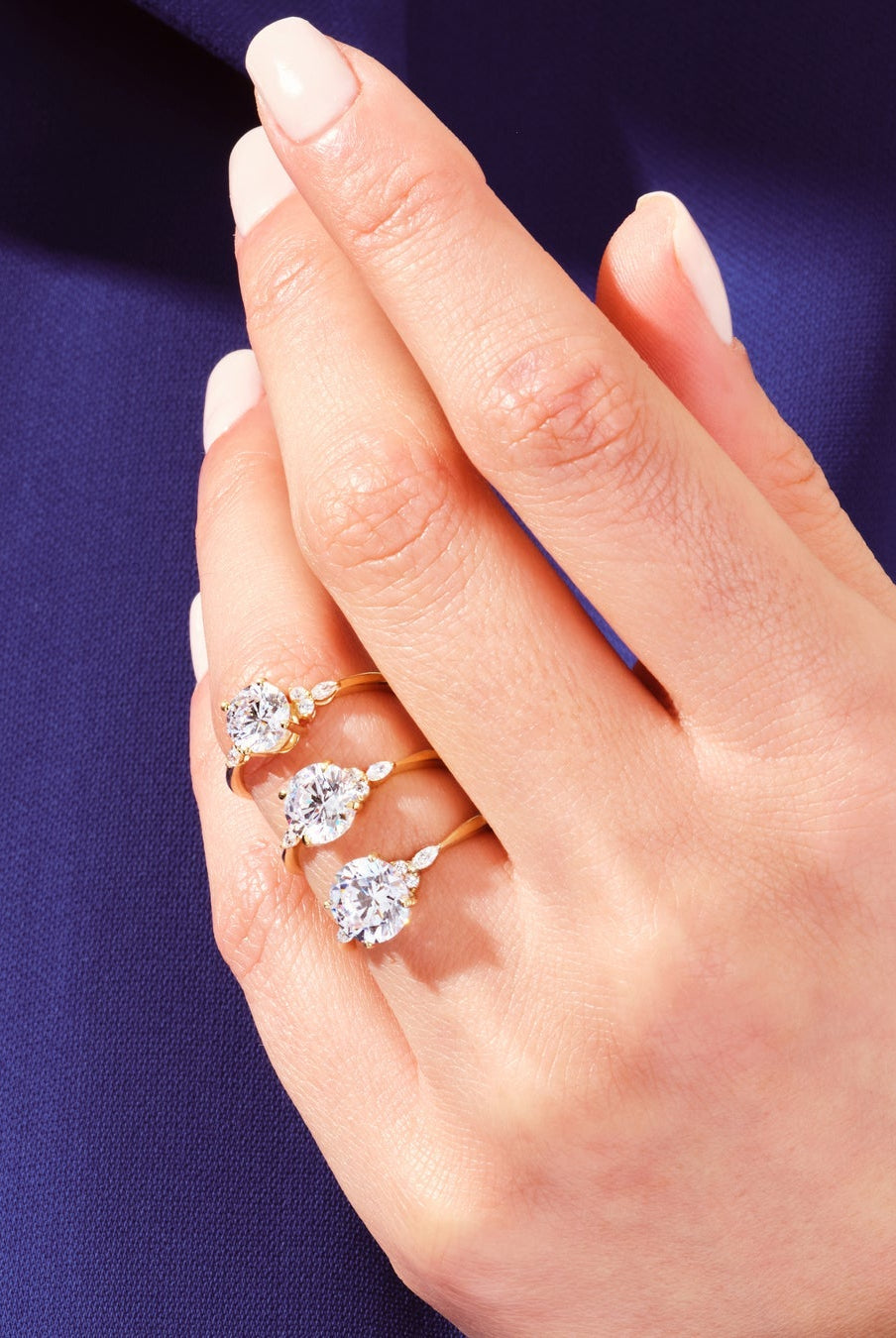 Round Cut Diamond Cluster Moissanite Engagement Ring