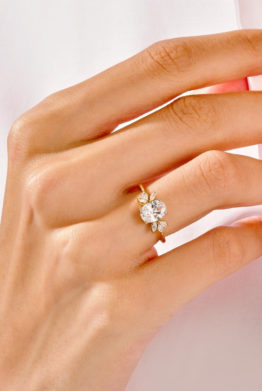 Oval Cut Diamond Cluster Moissanite Engagement Ring For Her