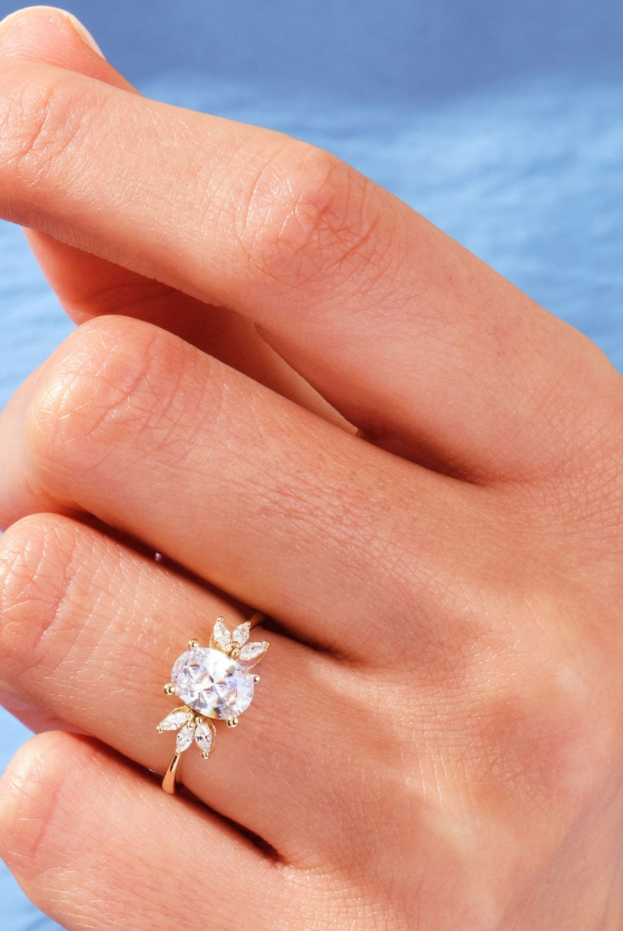 Oval Cut Diamond Cluster Moissanite Engagement Ring For Her