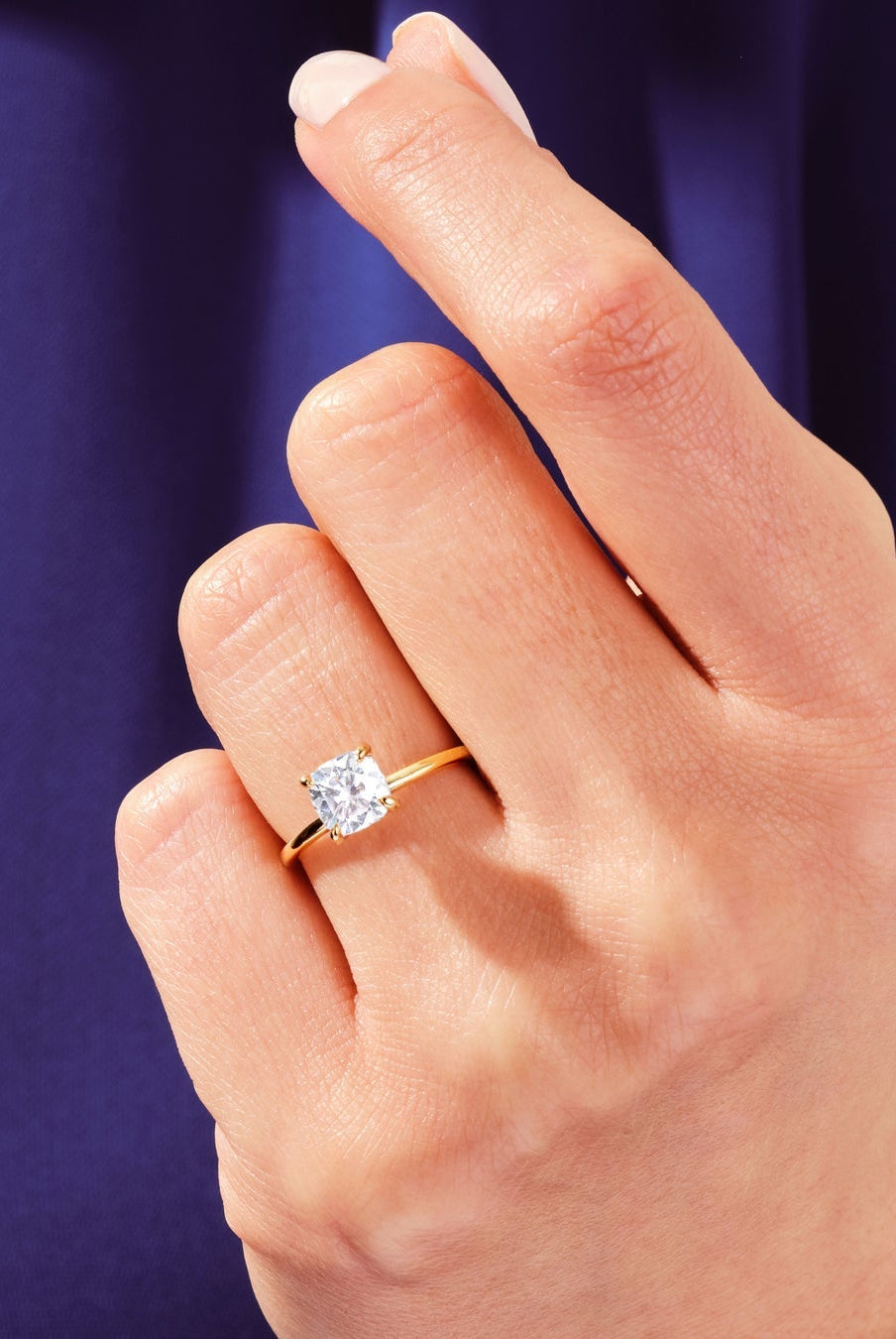 Cushion Cut Diamond Solitaire Moissanite Engagement Ring For Women