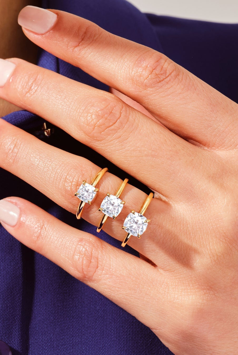 Cushion Cut Diamond Solitaire Moissanite Engagement Ring For Women
