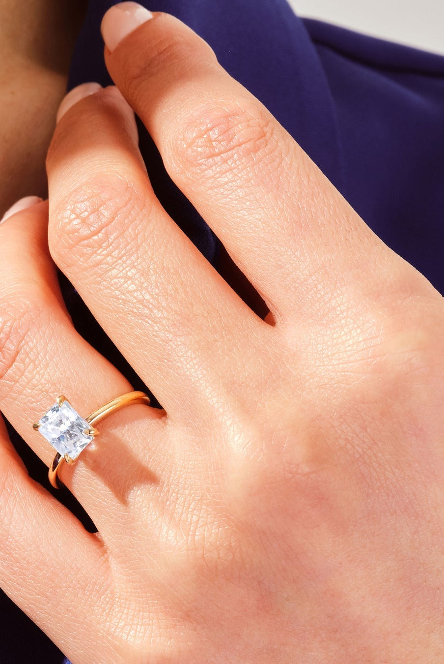 Radiant Cut Moissanite Solitaire Diamond Engagement Ring