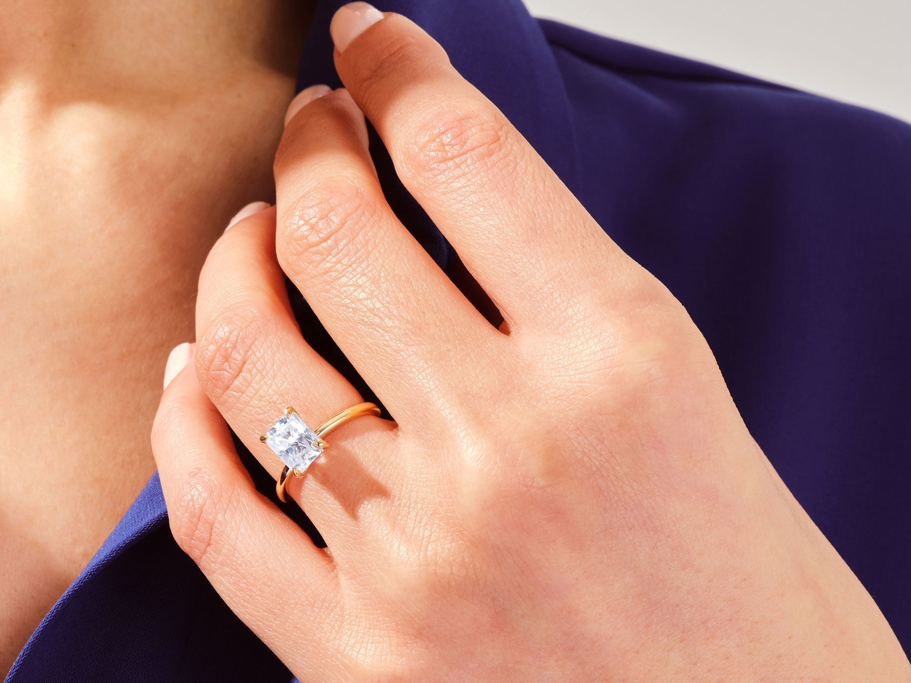 Radiant Cut Moissanite Solitaire Diamond Engagement Ring