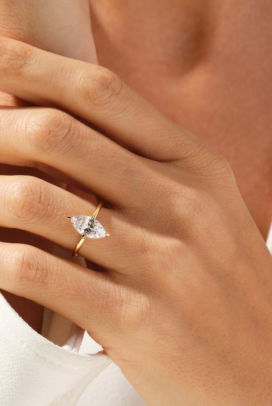 Marquise Cut Moissanite Solitaire Diamond Engagement Ring For Women