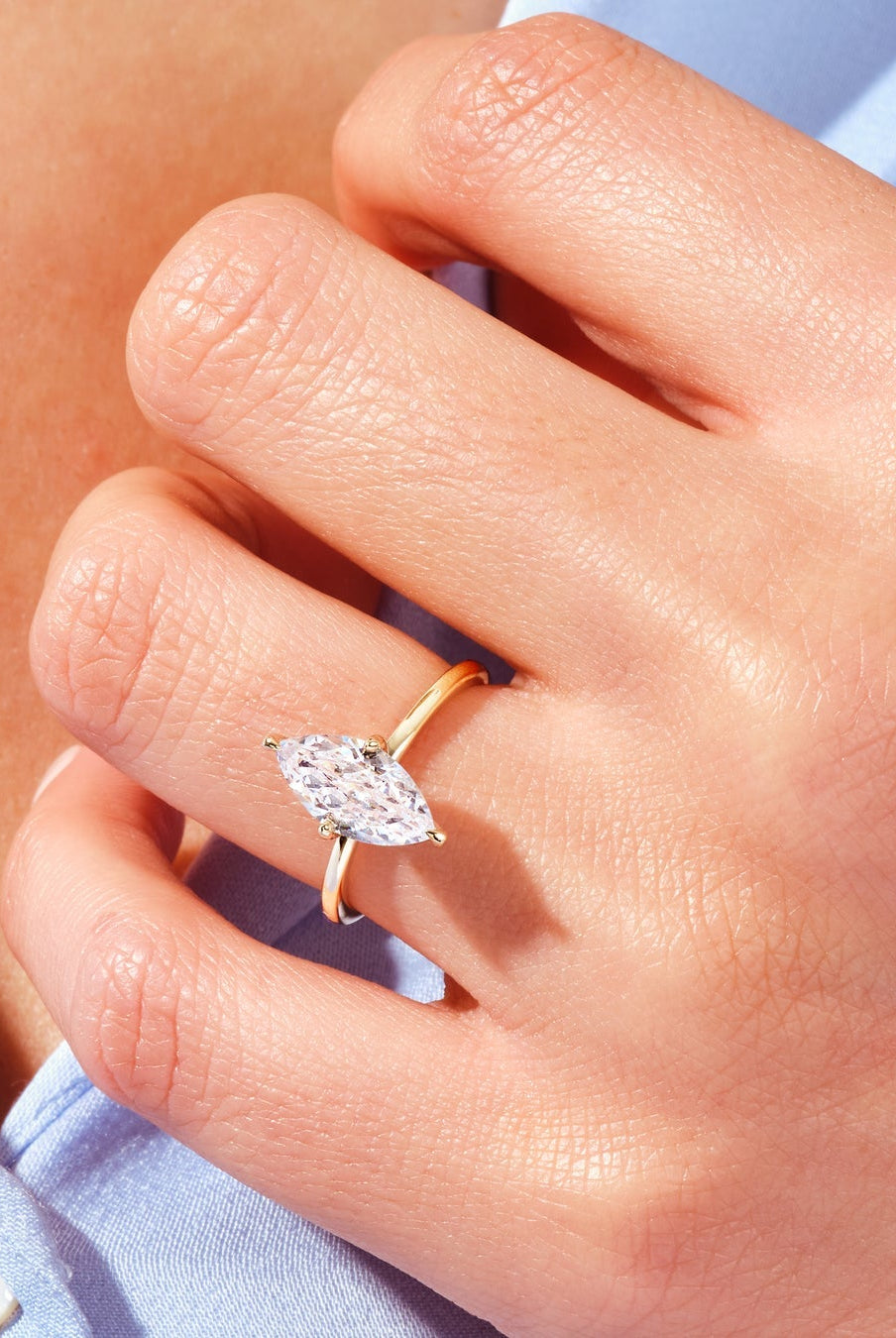 Marquise Cut Moissanite Solitaire Diamond Engagement Ring For Women