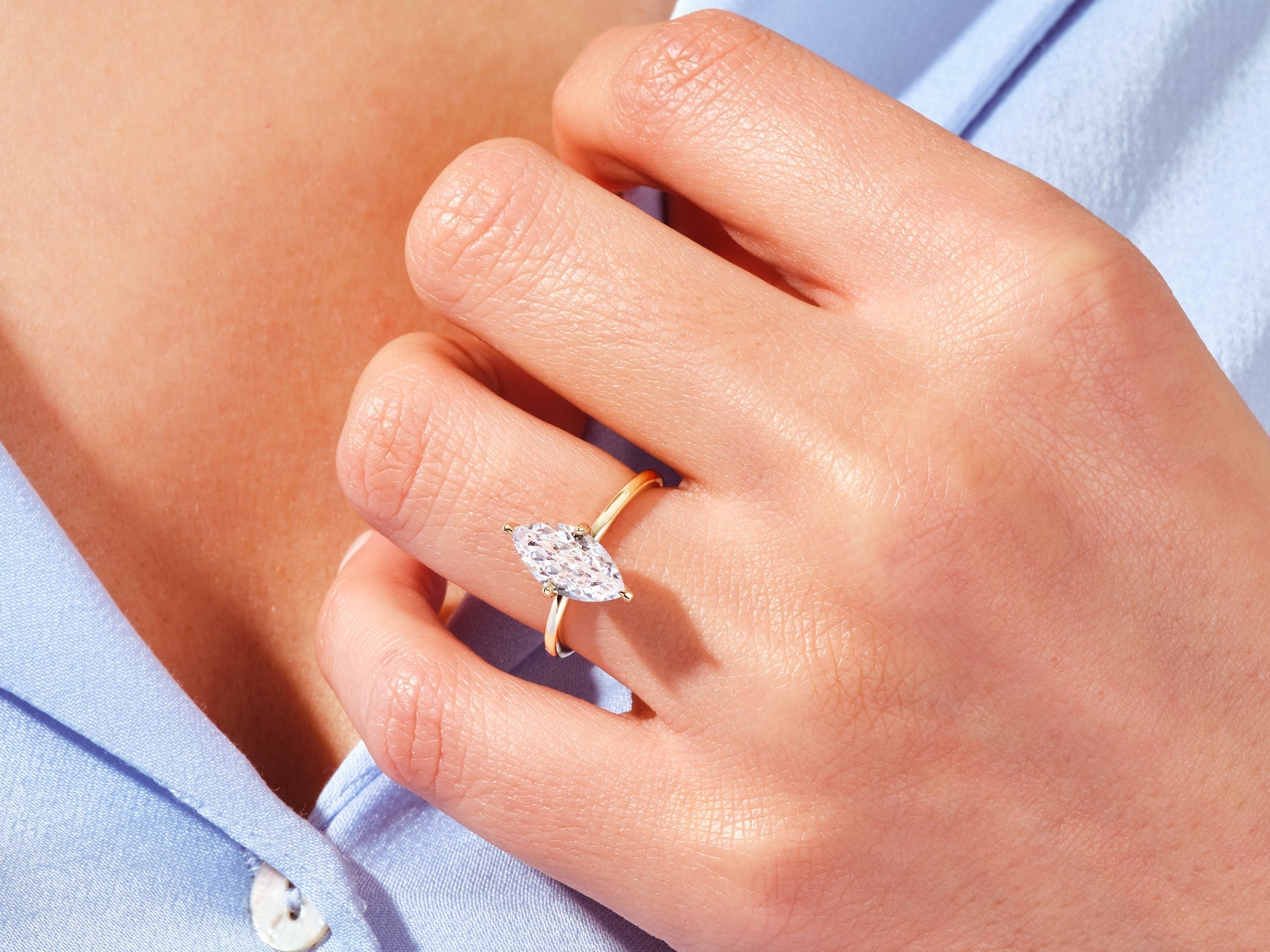 Marquise Cut Moissanite Solitaire Diamond Engagement Ring For Women