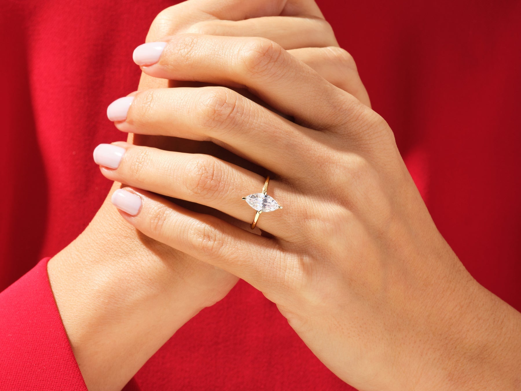 Marquise Cut Moissanite Solitaire Diamond Engagement Ring For Women