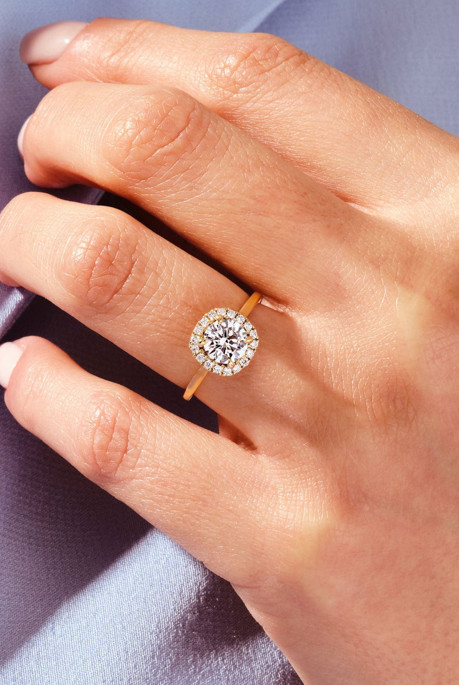 Round Cut Moissanite Diamond Halo Engagement Ring For Her