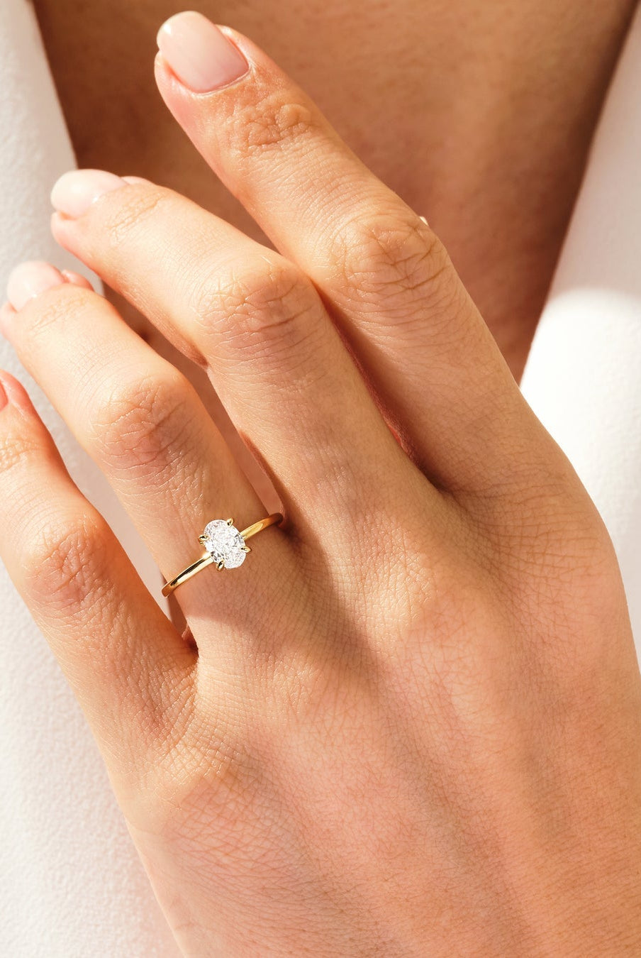 Oval Cut Moissanite Hidden Halo Diamond Engagement Ring For Women